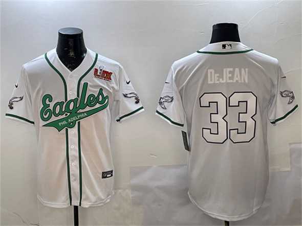 Men's Philadelphia Eagles #33 Cooper DeJean White 2025 Super Bowl LIX Patch Cool Base Stitched Baseball Jersey Dzhi,We sell and wholesale Men's Philadelphia Eagles #33 Cooper DeJean White 2025 Super Bowl LIX Patch Cool Base Stitched Baseball Jersey Dzhi on line form chian!